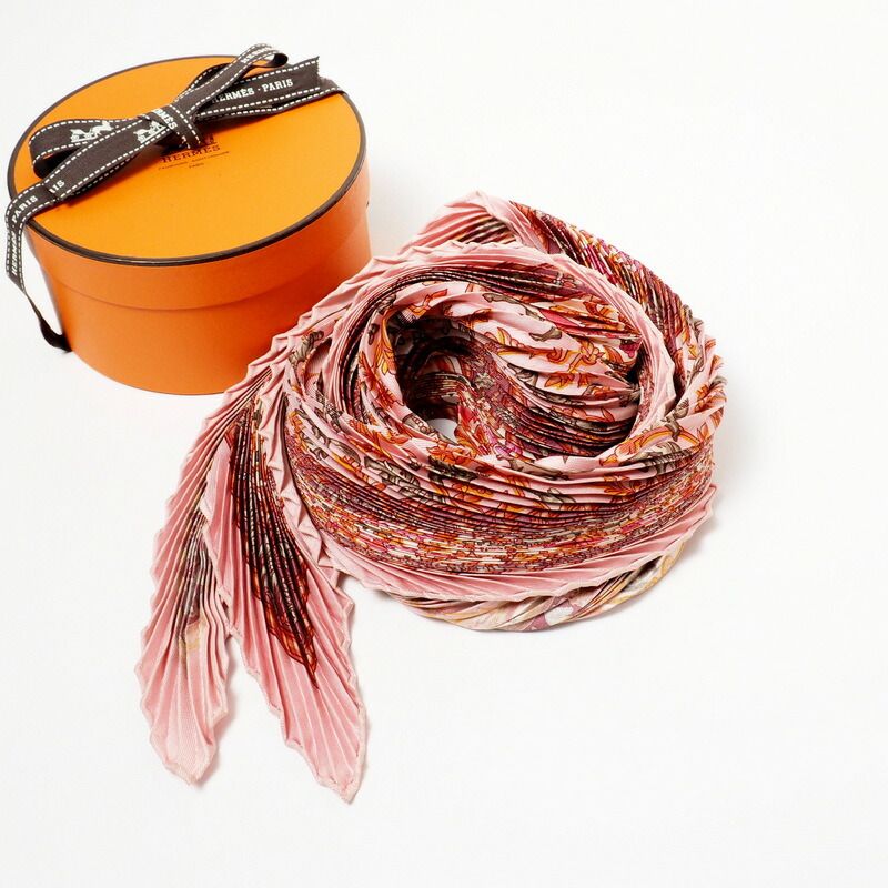 HERMES エルメス カレ プリセ インドの狩猟 プリーツスカーフ 美品