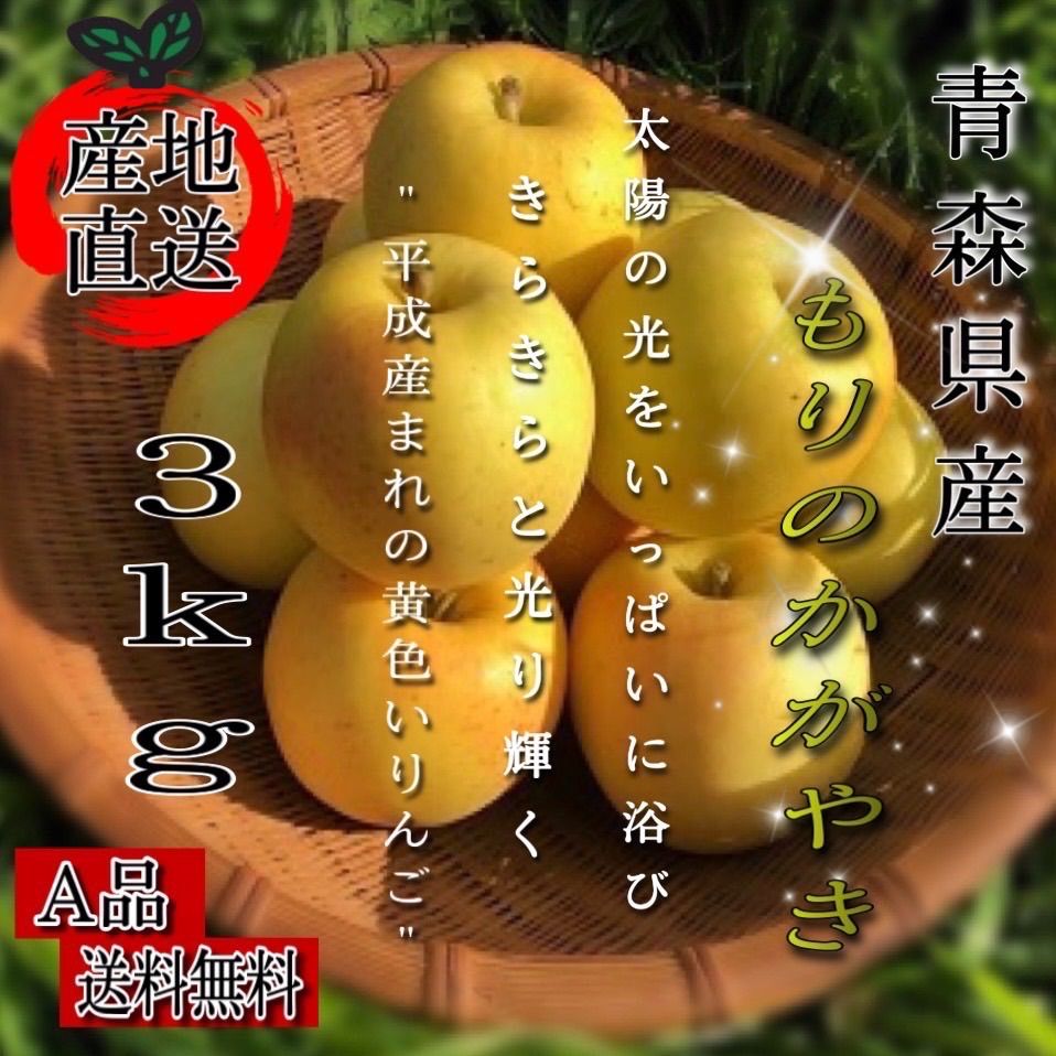青森県産 もりのかがやき りんご【A品3kg】【送料無料】【農家直送】リンゴ-0