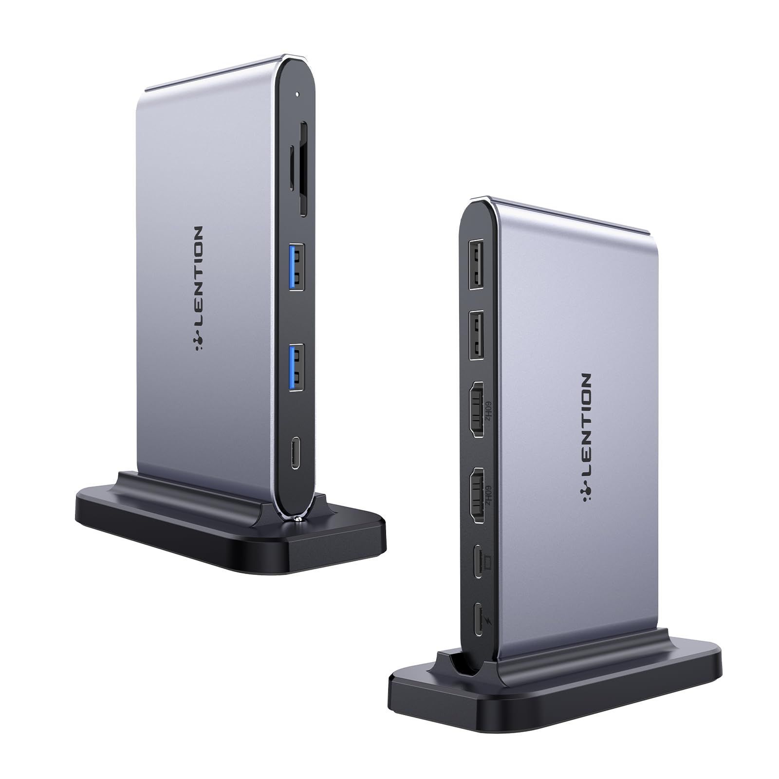 SD|SD Micro カードリーダー USB3.0 100W HDMI PD対応 4K CB-D62 タイプc 10in1 ハブ ドッキングステーション Type C C USB 2ポート 縦置き スペースグレイ LENTION