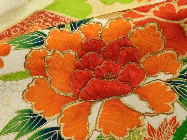 平和屋着物○豪華振袖 駒刺繍 絞り 花丸文 金彩 正絹 逸品 AAAY1885ck