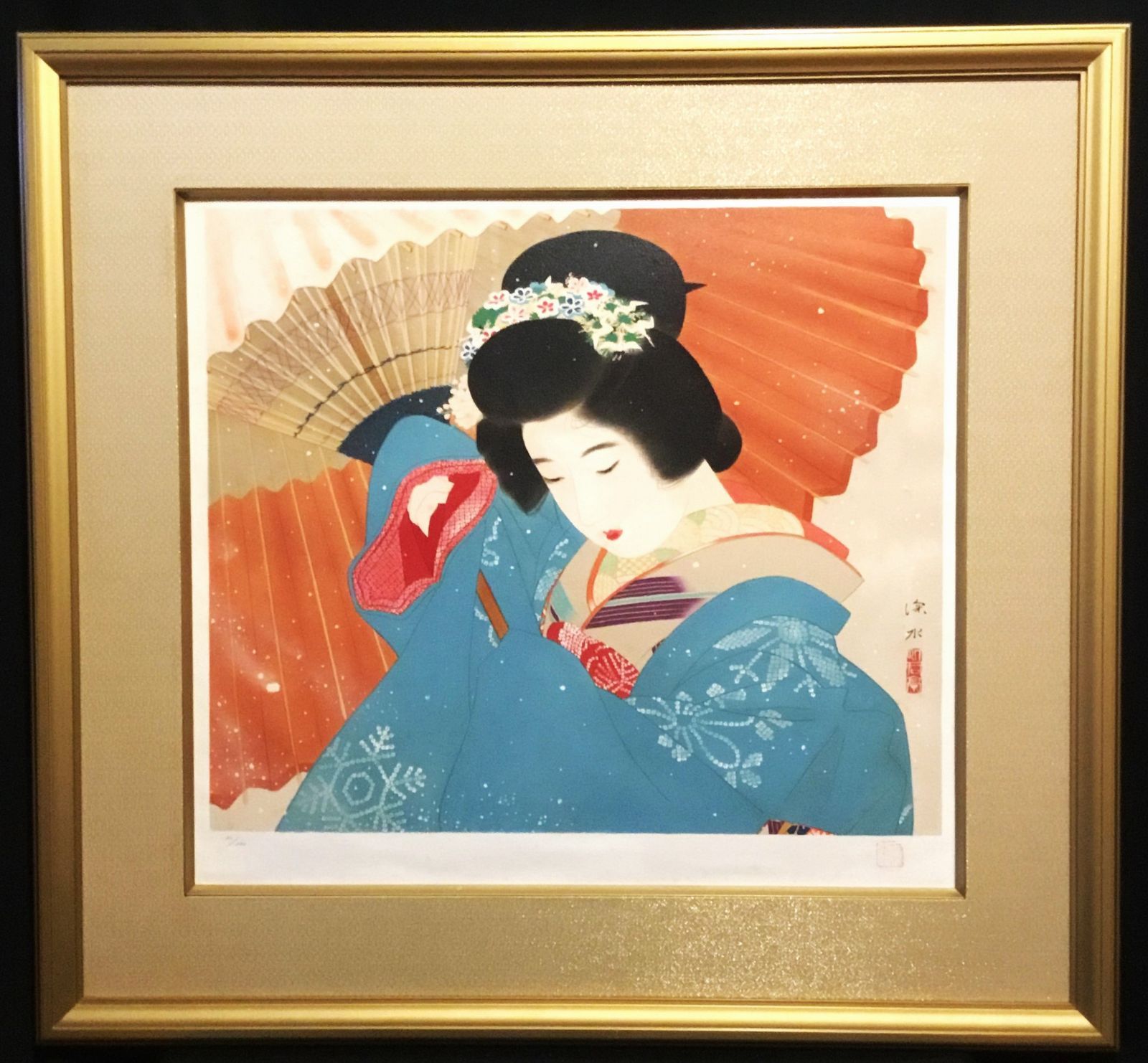 伊東深水 「吹雪」美人画巨匠 タトウ箱 真作保証 No 20/300 - メルカリ