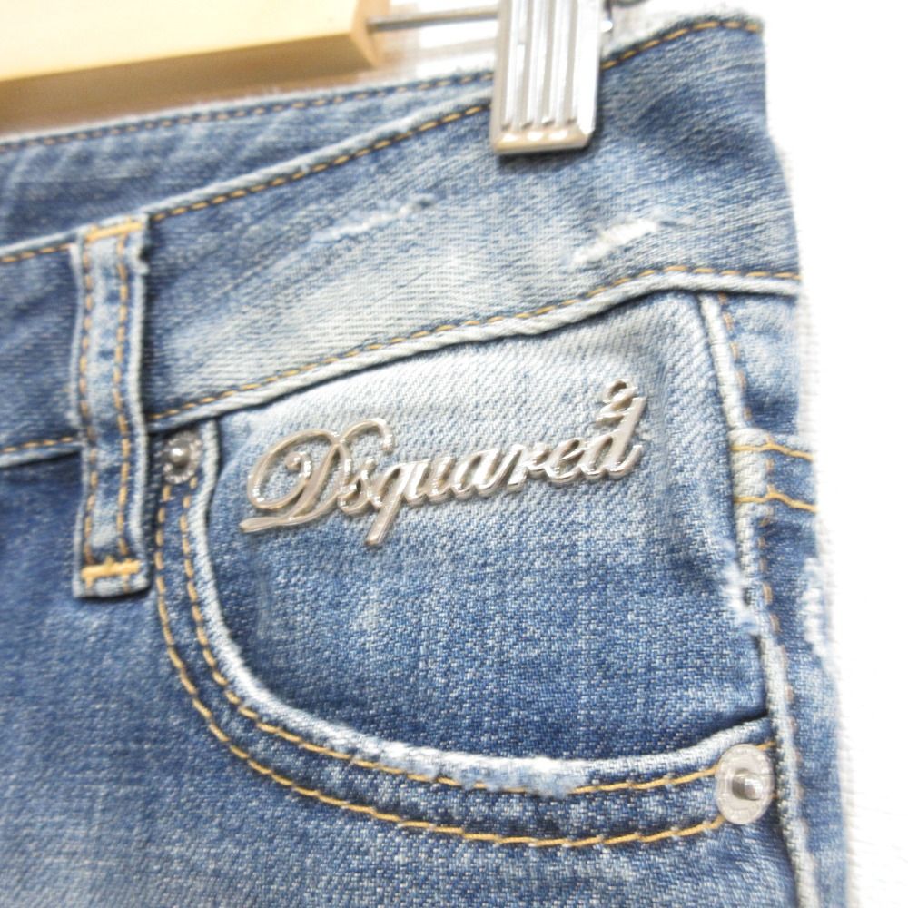 美品 DSQUARED2 ディースクエアード ダメージ加工 裾ジップ ストレッチ 