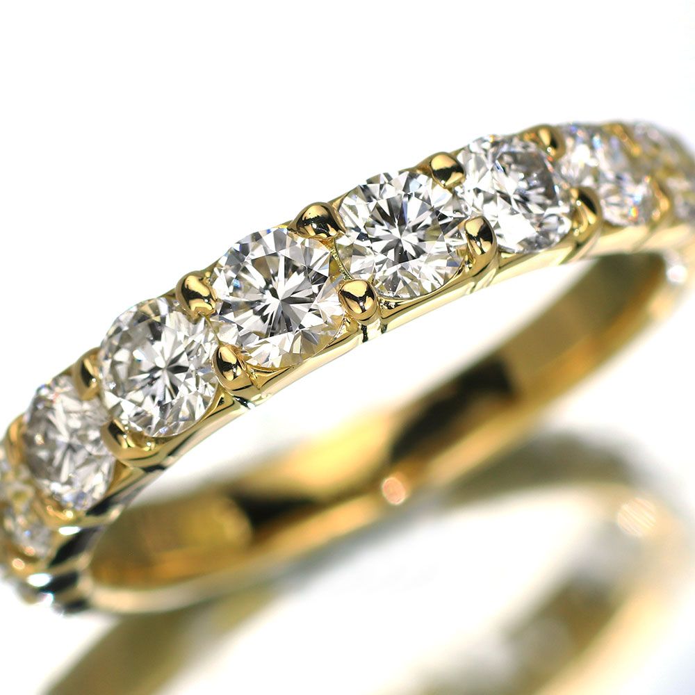 K18YG ダイヤモンド リング 2.20ct ハーフエタニティ - メルカリ