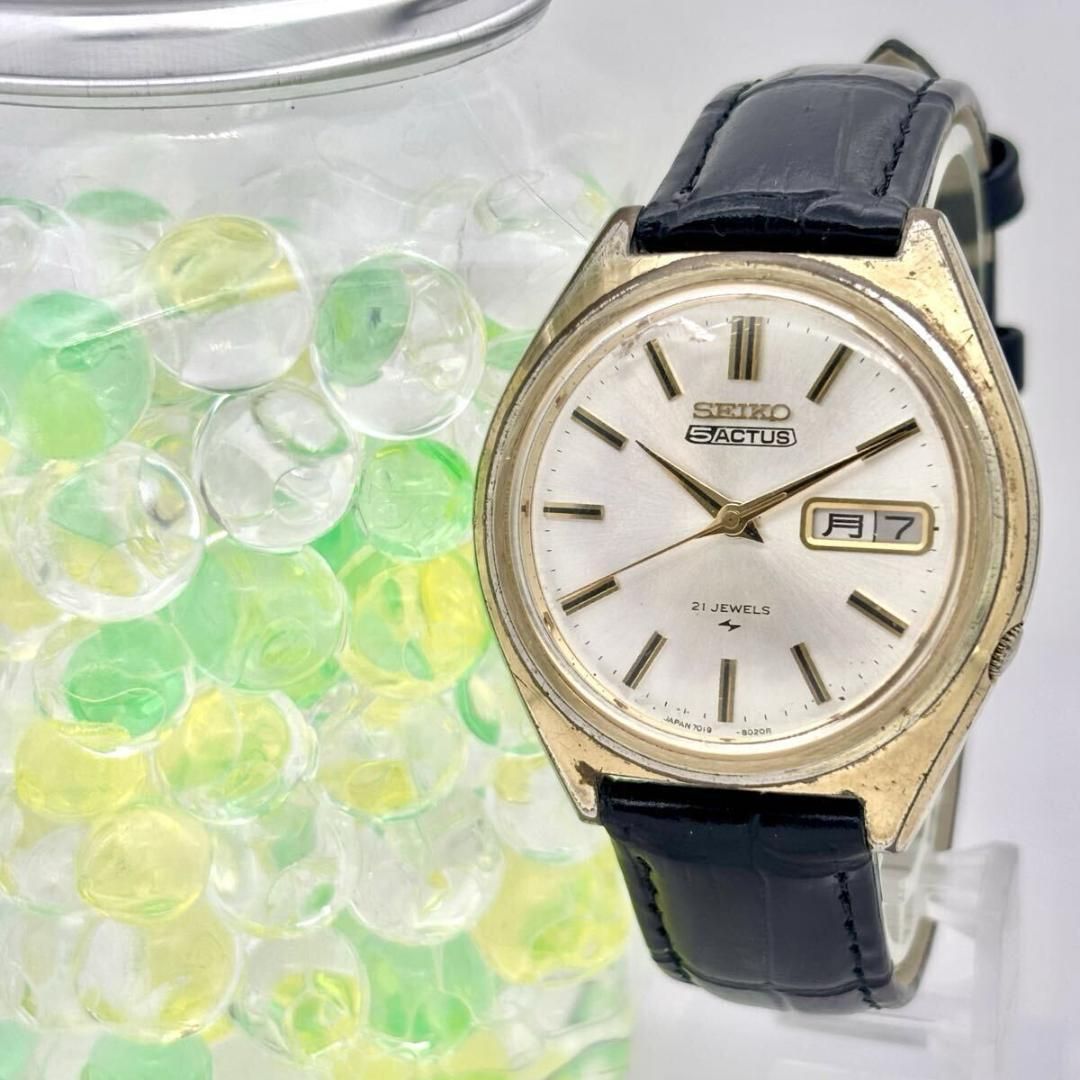 稼働 SEIKO 5 セイコー5 ACTUS アクタス 自動巻 メンズ 腕時計 ゴールド ベルト