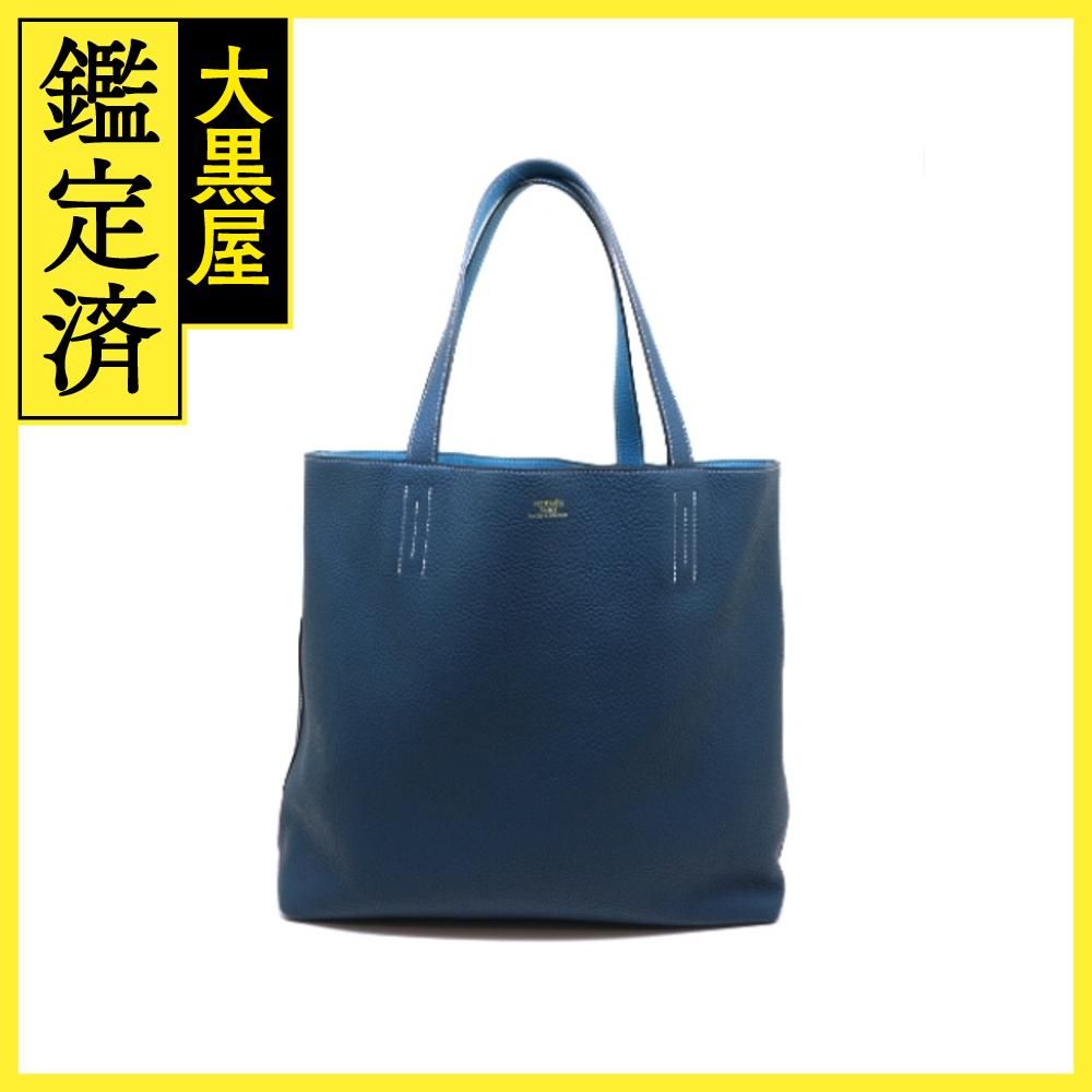 HERMES エルメス ドゥブルセンス45 トートバッグ コルヴェール ブルー ...