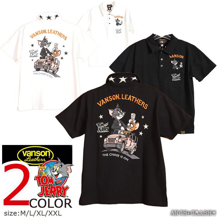 VANSON トムとジェリー コラボ 半袖ポロシャツ TJV-2510