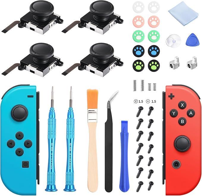 【在庫処分】【2025最新改良・初心者対応版】ジョイコン 修理パーツ Joy-con修理キット スイッチ交換用パーツ Switch/Switch 有機ELモデル対応 スイッチ スイッチ スティック4個入 簡単に交換可能