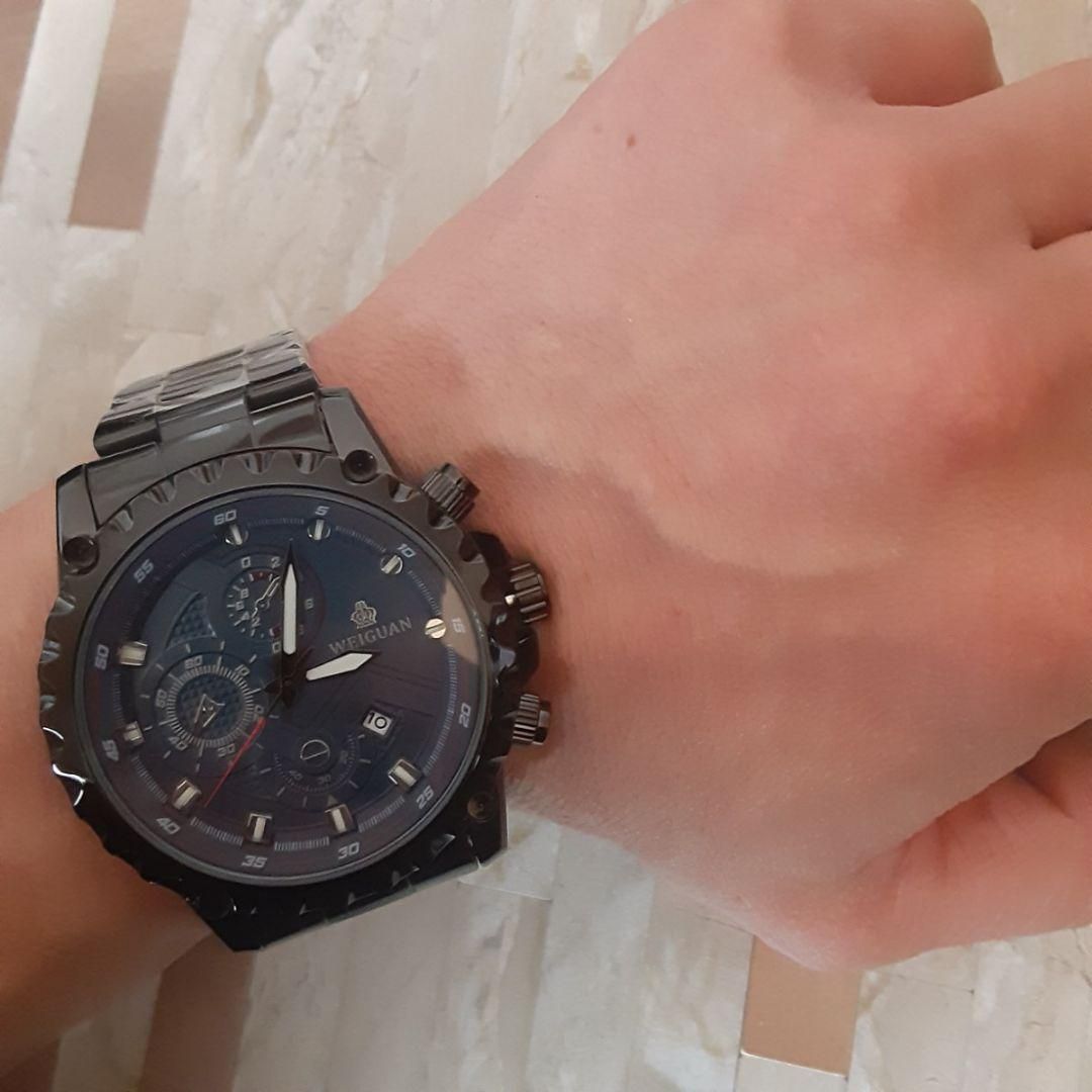 T123 新品 デュアル クロノグラフ WEIGUAN 腕時計メンズ 盤青 - 時計