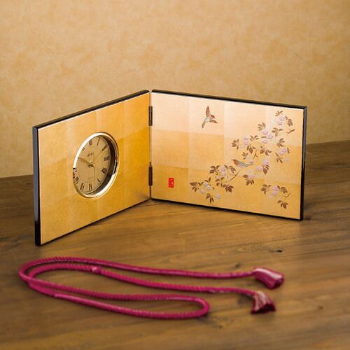 お取り寄せギフトA 箔一 花見鳥 屏風時計 A132-06011 B4