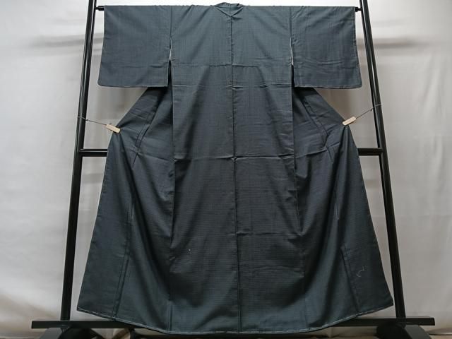 平和屋着物▽上質なお召 単衣 変わり格子 正絹 逸品 DAAT9228az