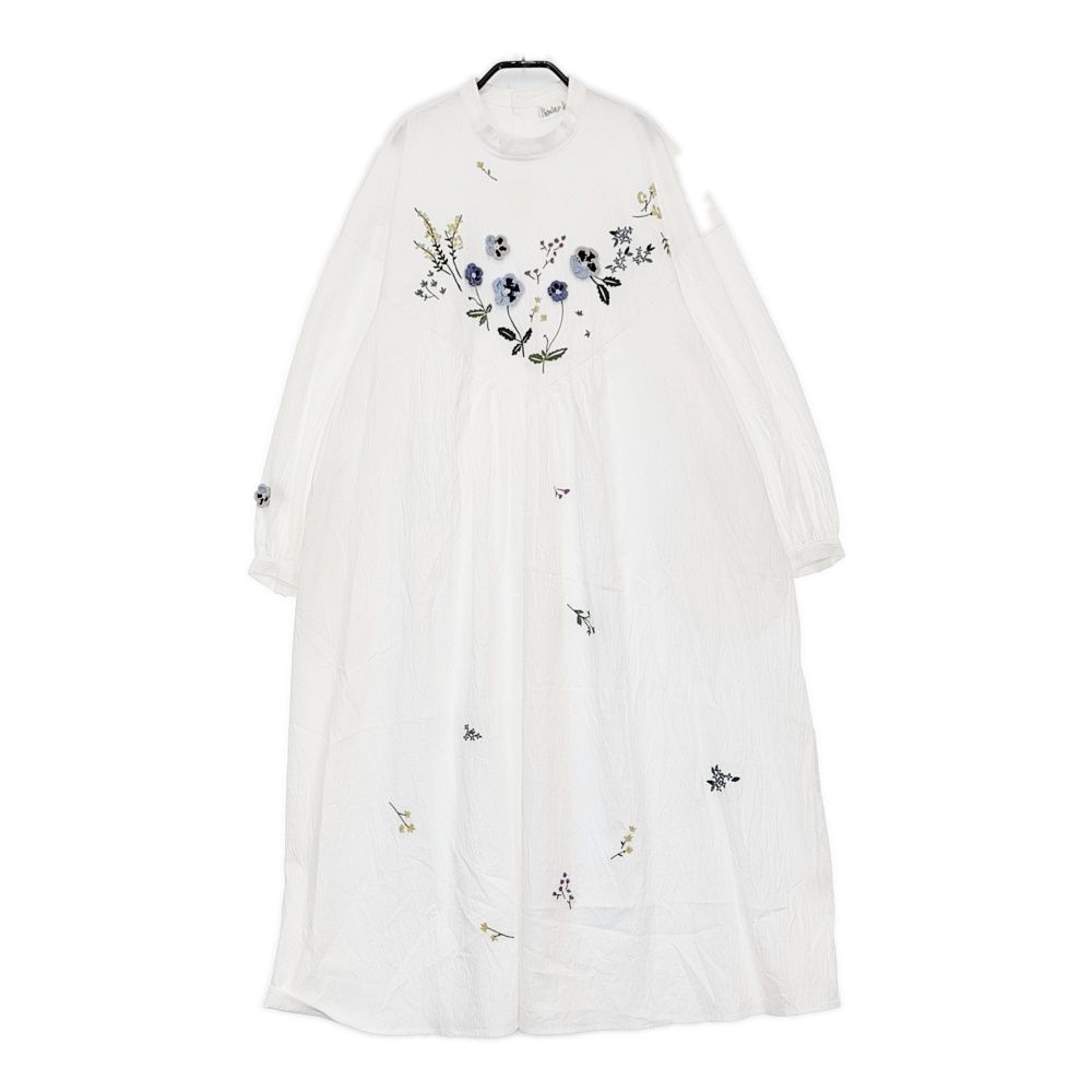 l atelier du savon ひらひらパンジーかぎ針と刺繍ワンピース 定価24200円 25SS ホワイト レディース アトリエドゥサボン 5-0531M♪