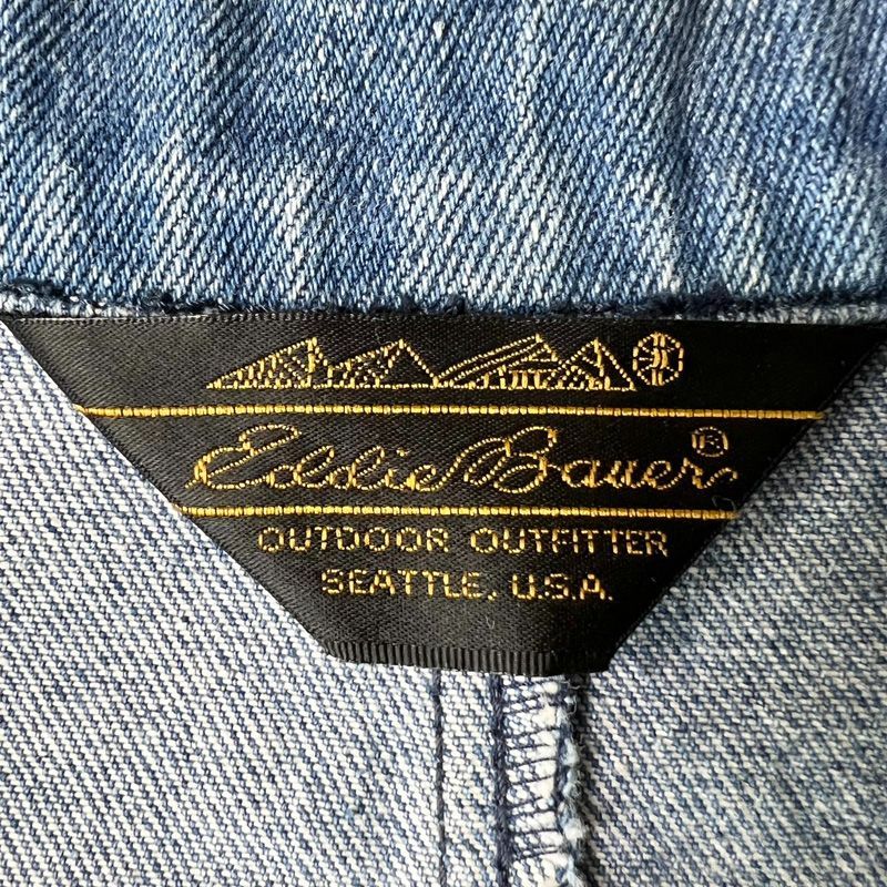 80s 黒タグ Eddie Bauer デニム テーラード ジャケット S / 80