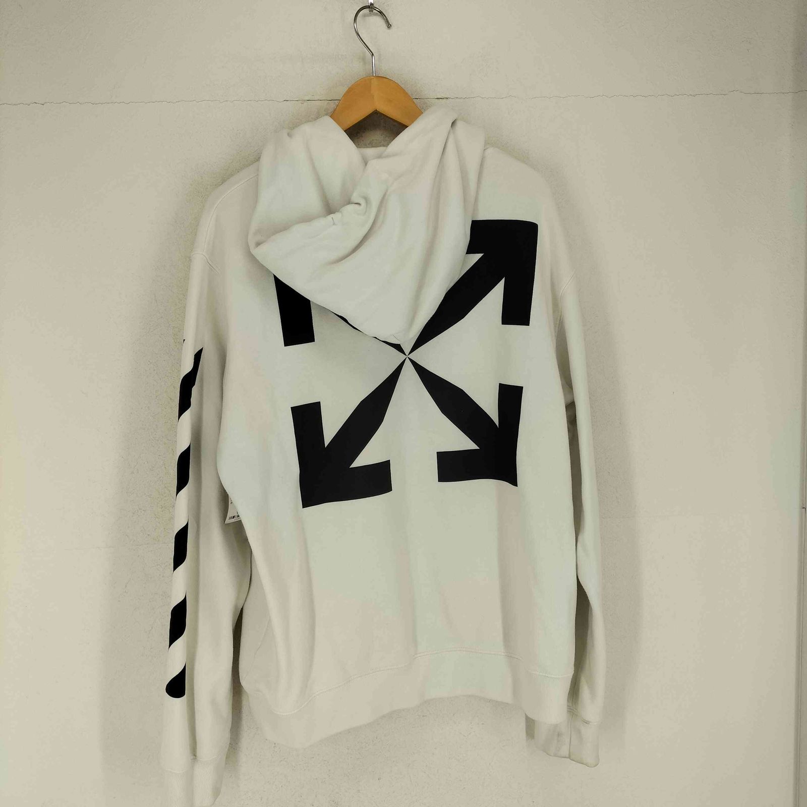 ☆OFF-WHITE☆ ARROW SLIM フーディ 正規品 オフホワイト OFF-WHITE 22AW DIAG ARROW SLIM Hoodie メンズ