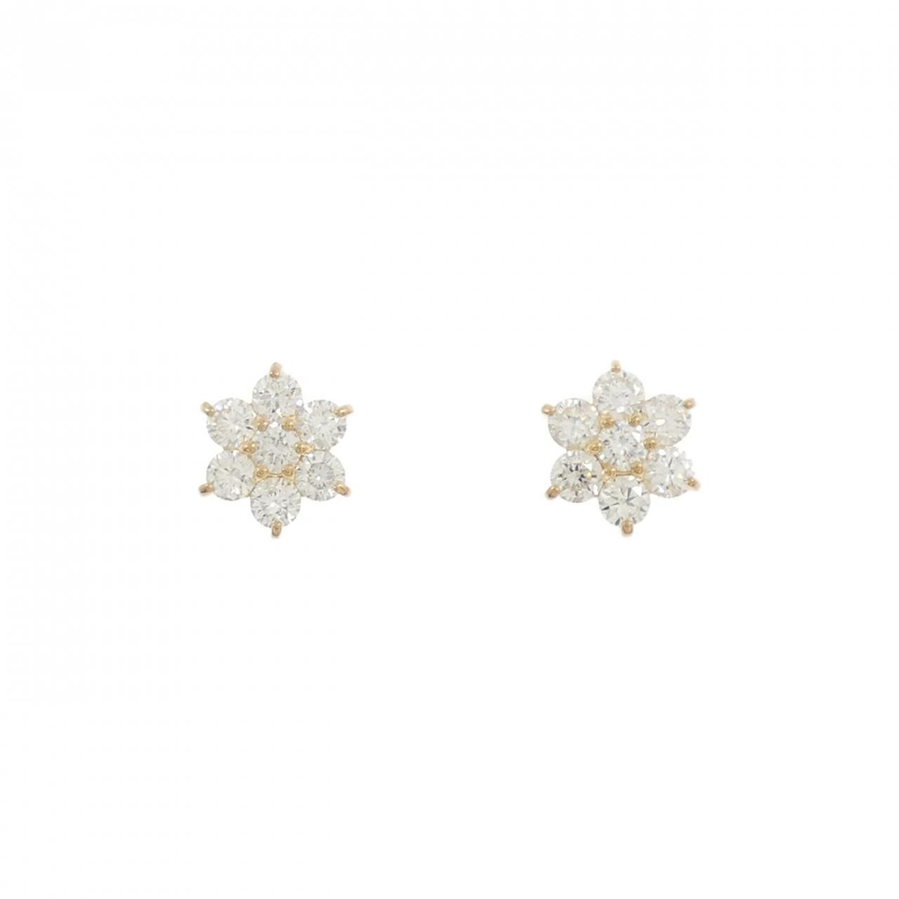 リメイク K18YG フラワー ダイヤモンド ピアス 0.60CT