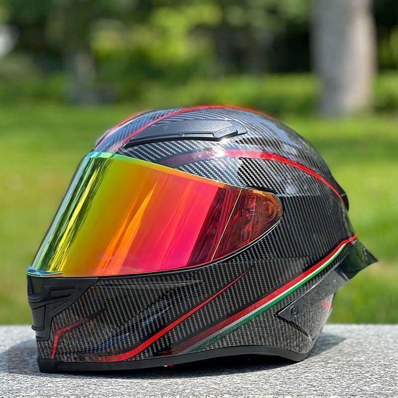 【新品未使用】赤ライン　バイクヘルメット　フルフェイスミラーシールドDOT認証　オフロードM XXL 85