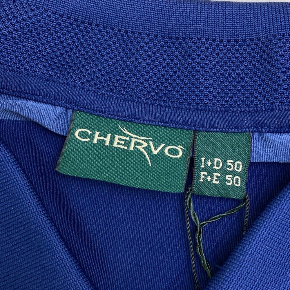サイズ：50 CHERVO シェルボ  半袖ポロシャツ  ブルー系 [240101449091] ゴルフウェア メンズ ストスト サイズ：50 CHERVO シェルボ 半袖ポロシャツ ボーダー ブルー系