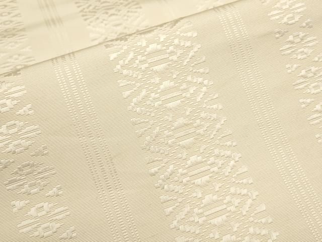 平和屋着物○本場筑前博多織 八寸名古屋帯 立涌横段文 生成り色 正絹