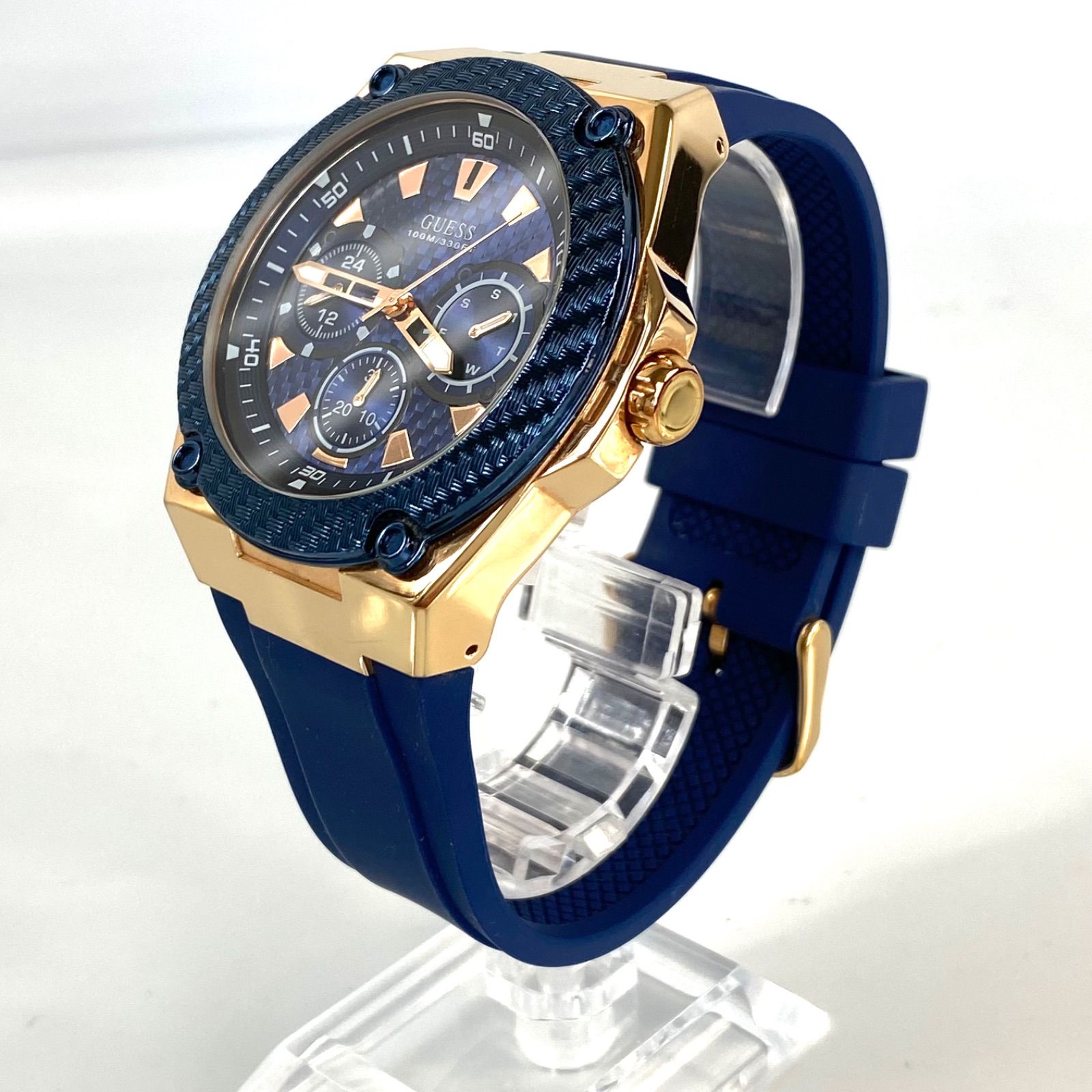 ゲス GUESS U1049G2 クォーツ ブルー ゴールド デイデイト