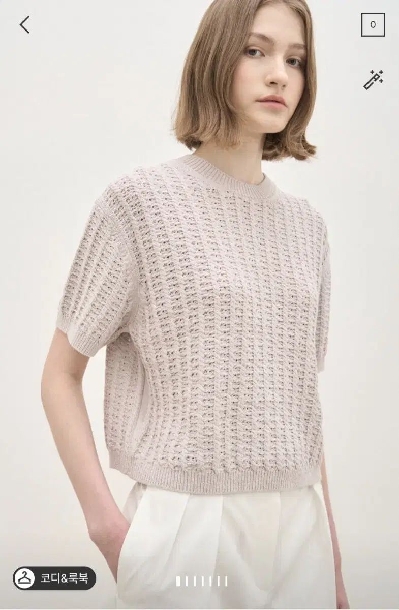 the CASHMERE クロシェ クロップド ハーフ スリーブ ニット トップス