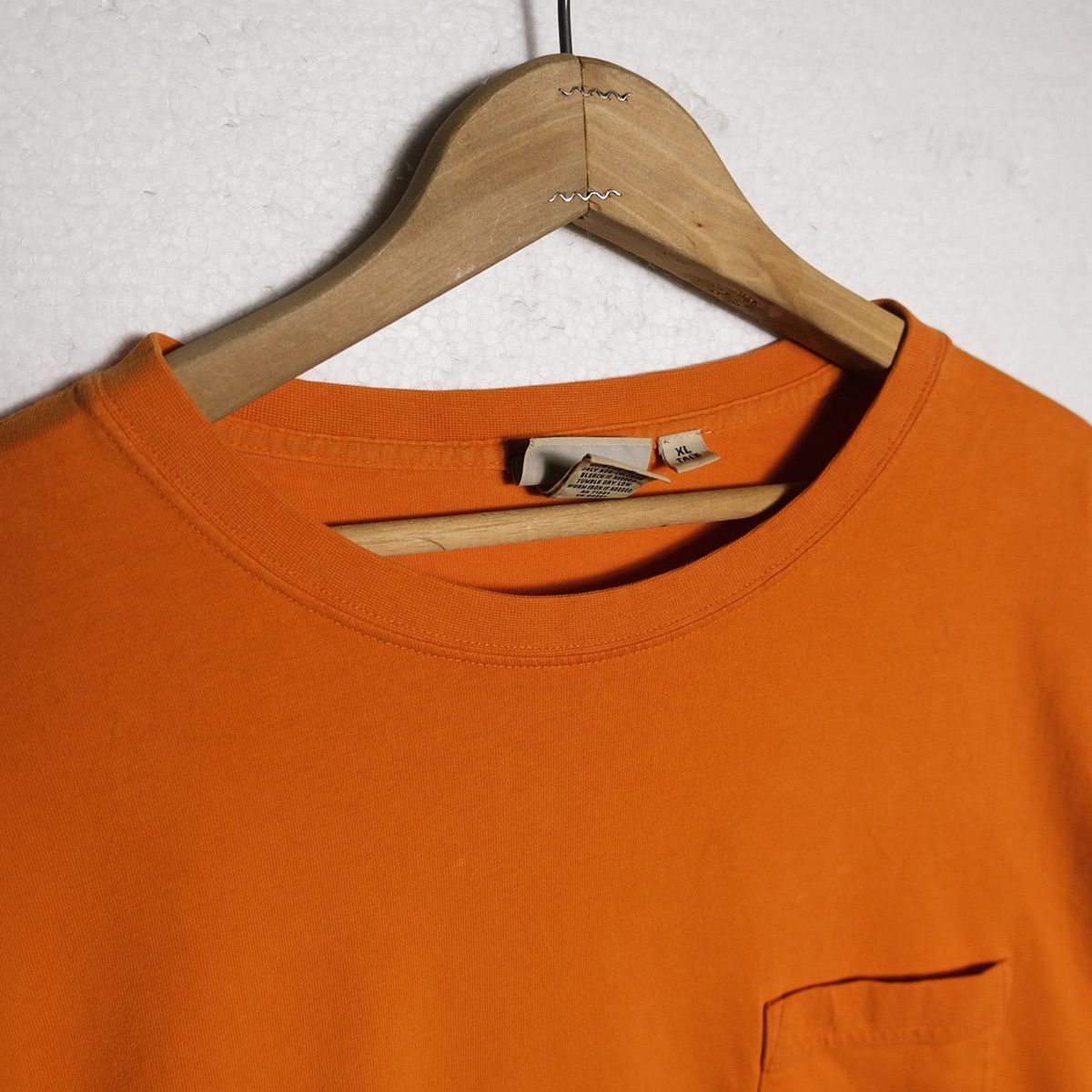 90's LLビーン クルーネック ロングスリーブ コットン ポケット Tシャツ 長袖 (XL) オレンジ 無地 ロンT 00年代 旧タグ オールド LLBean 90's LLビーン クルーネック ロングスリーブ コットン ポケット