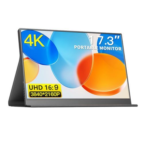 4Kポータブルモニター、17.3インチ3840x2160Pラップトップモニター、100%SRGB1500:1、400Nitsゲーム画面USBCHDMIコンピューターゲームディスプレイ、キックスタンド内蔵、外部モニター