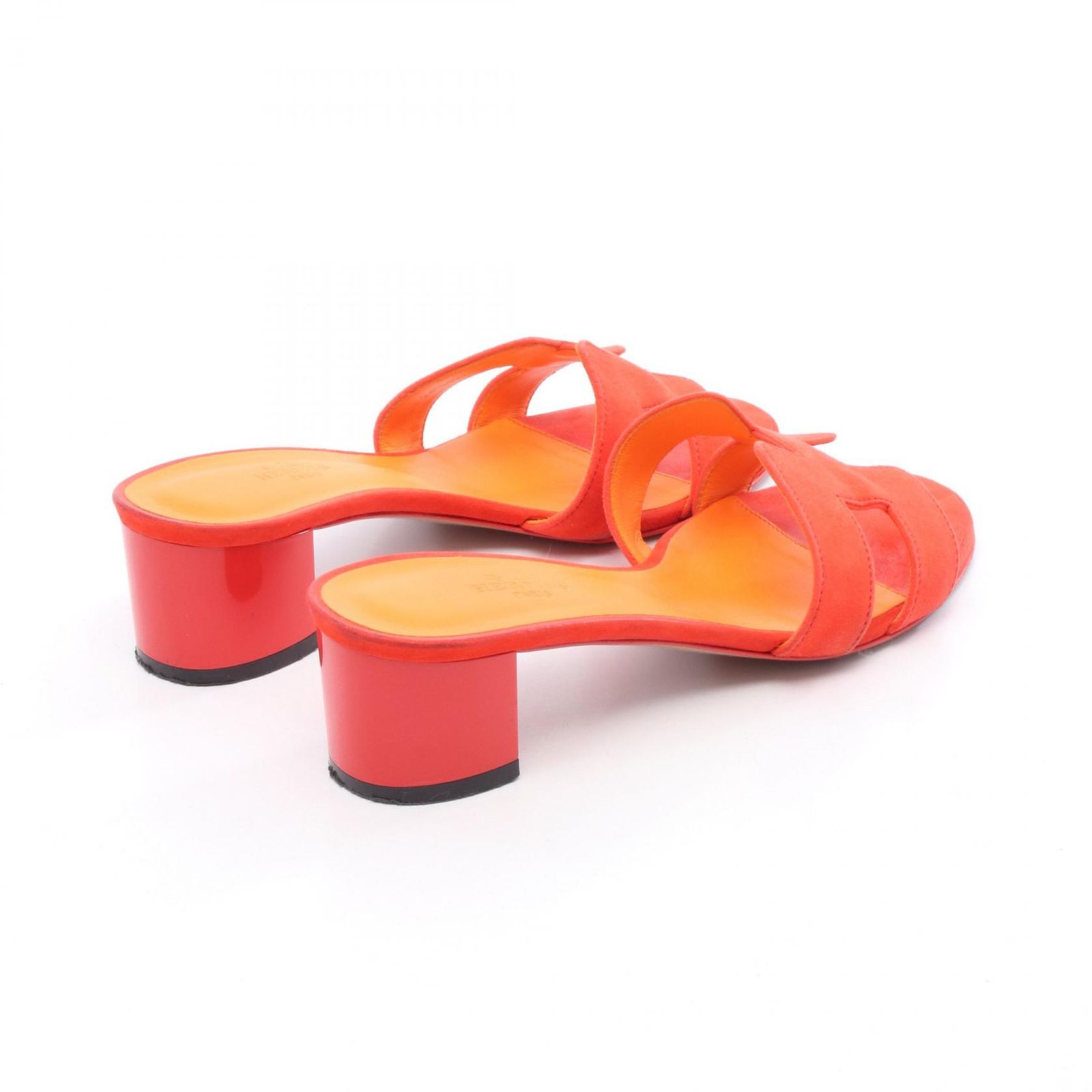 エルメス HERMES ミュール オアジス レッド系 レザー サンダル オアジス レディース Used B