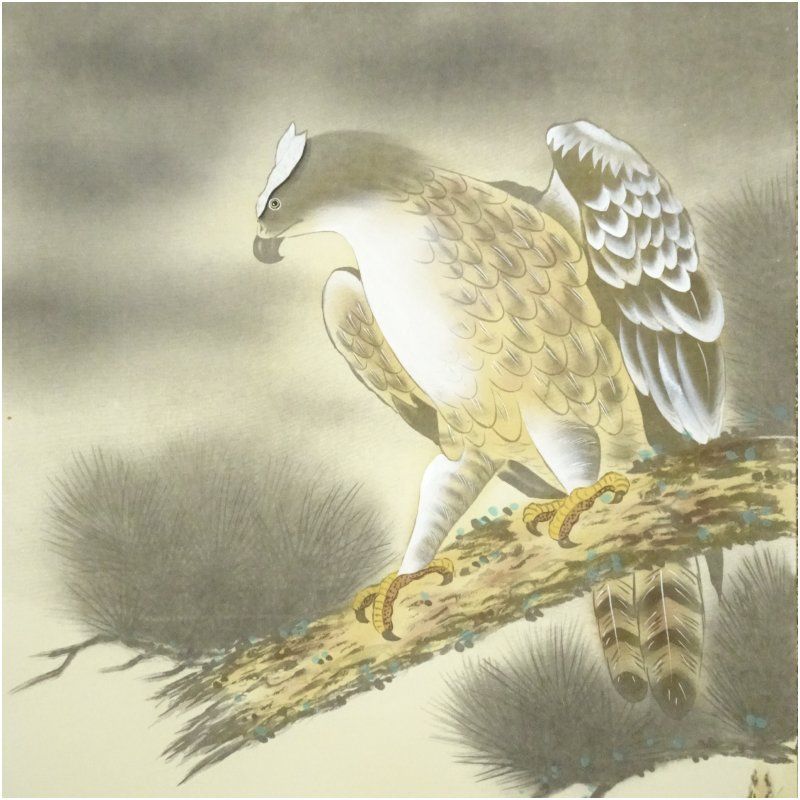 忠之筆 三福之図 肉筆絹本掛軸（共箱） 掛け軸 床の間 書