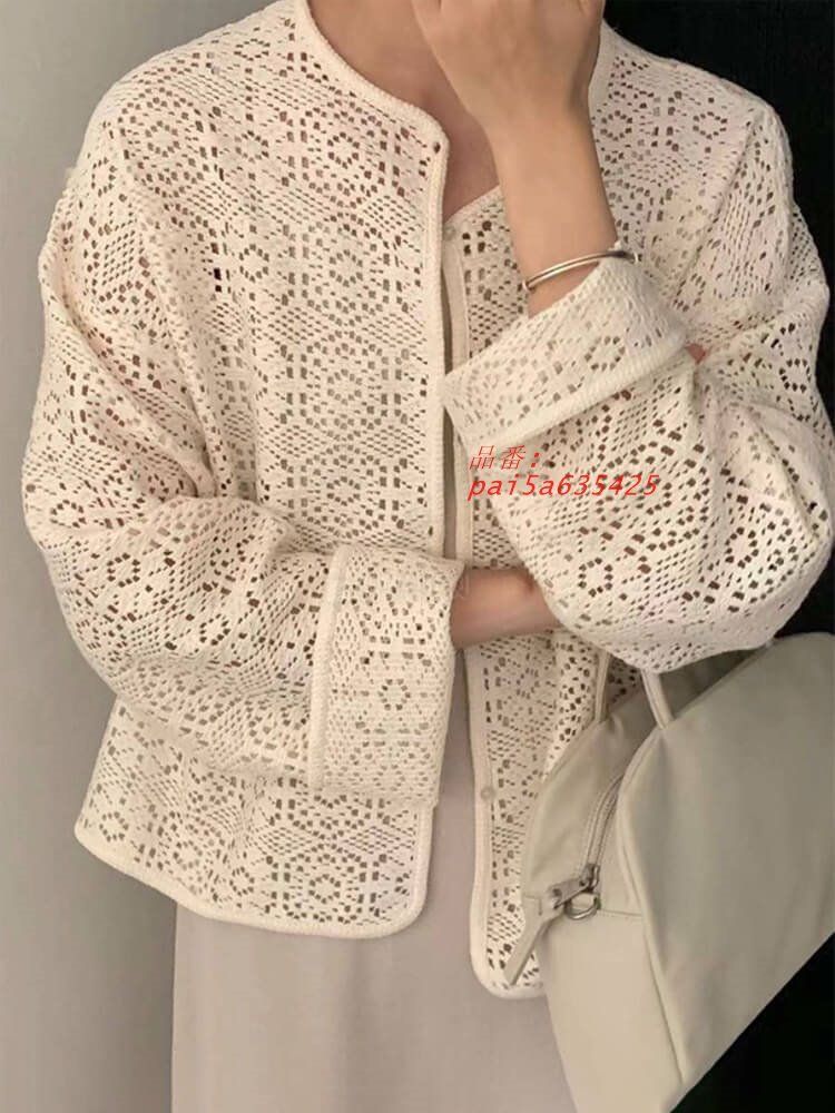 カーディガン レディース 韓国 レース アウター エレ 長袖 フェミニン ノーボレロ ジャケット おしゃれ ショート丈 pai 5 a 635425