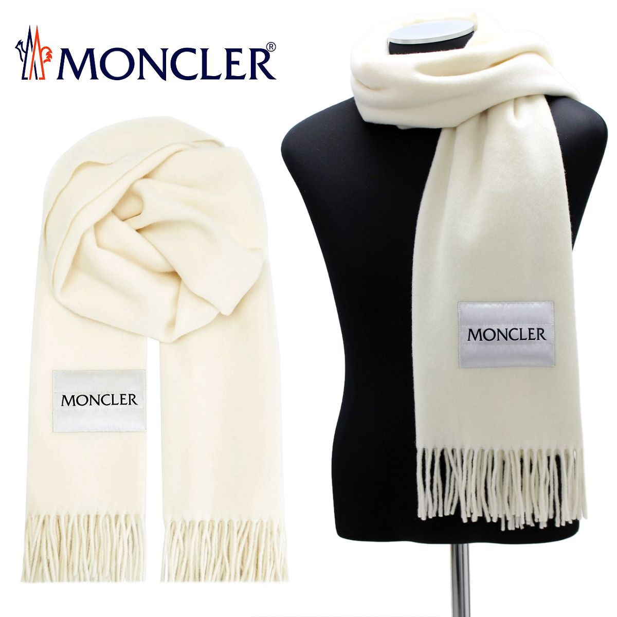 140 MONCLER 3C00012 ホワイト SCIARPA マフラー - セレクトショップ ...