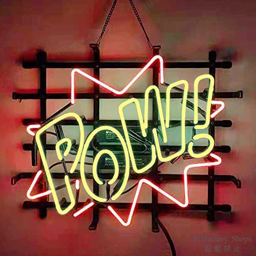 LEDネオンサイン POW! ネオンサイン ネオン管 バー パブ パーティー 自宅 寝室 ガレージ レクリエーションルーム 装飾 43x35cm A304