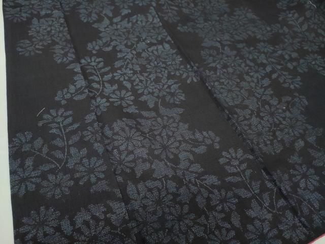 平和屋着物●本場結城紬　重要無形文化財　100亀甲　枝花文　正絹　逸品　DAAS3798ps 平和屋着物○本場結城紬 重要無形文化財 100亀甲 枝花文 正絹 逸品