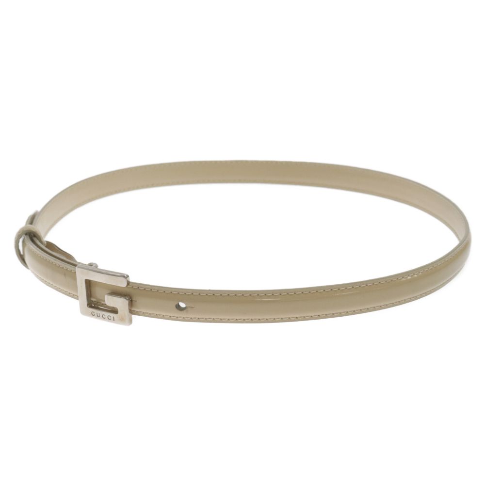 GUCCI (グッチ) ロゴバックル レザーベルト ベージュ 70-28-037-0969