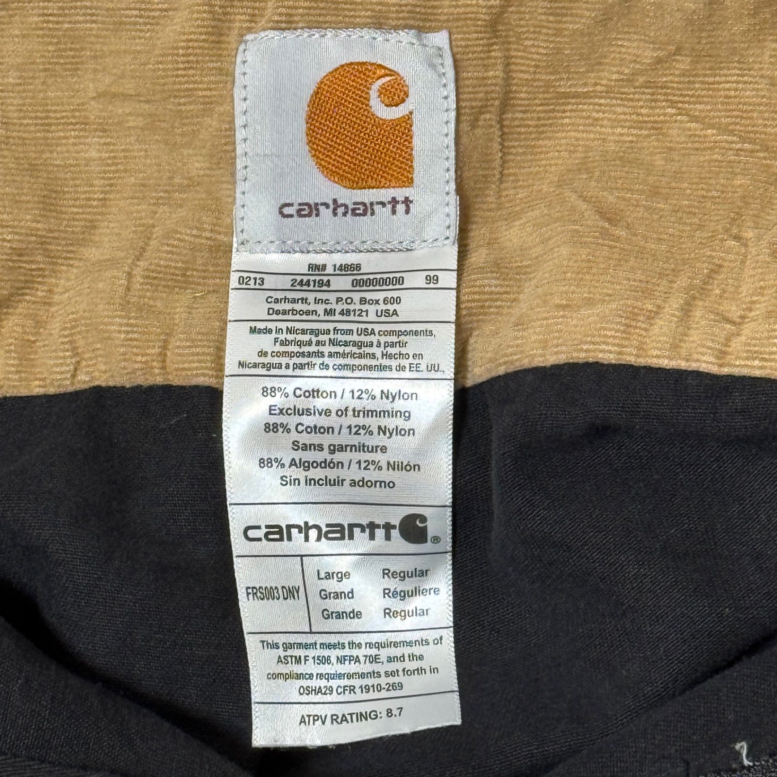 カーハート クロップド丈 シャツジャケット Lサイズ ブラック 黒