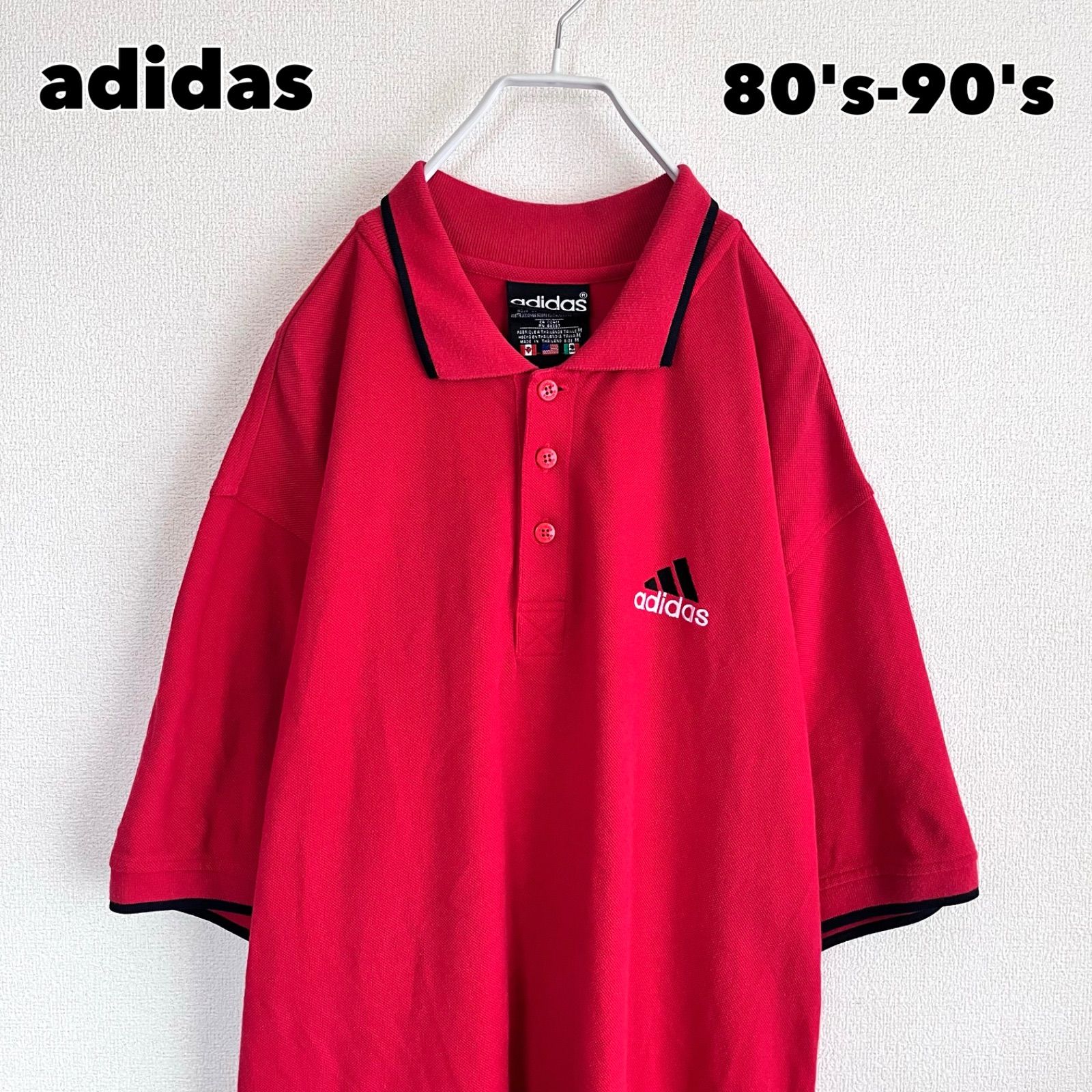 希少！激レア！アディダス ポロシャツ 80s 万国旗タグ 刺繍ロゴ