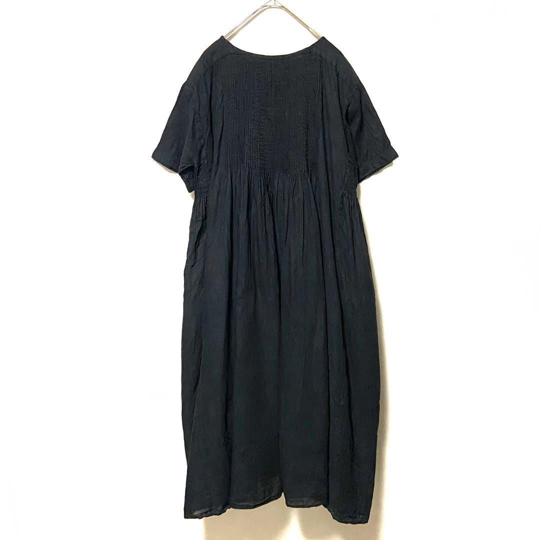 リネン メゾンドソイル ワンピース ポケット付き ピンタック 半袖 サイズ1