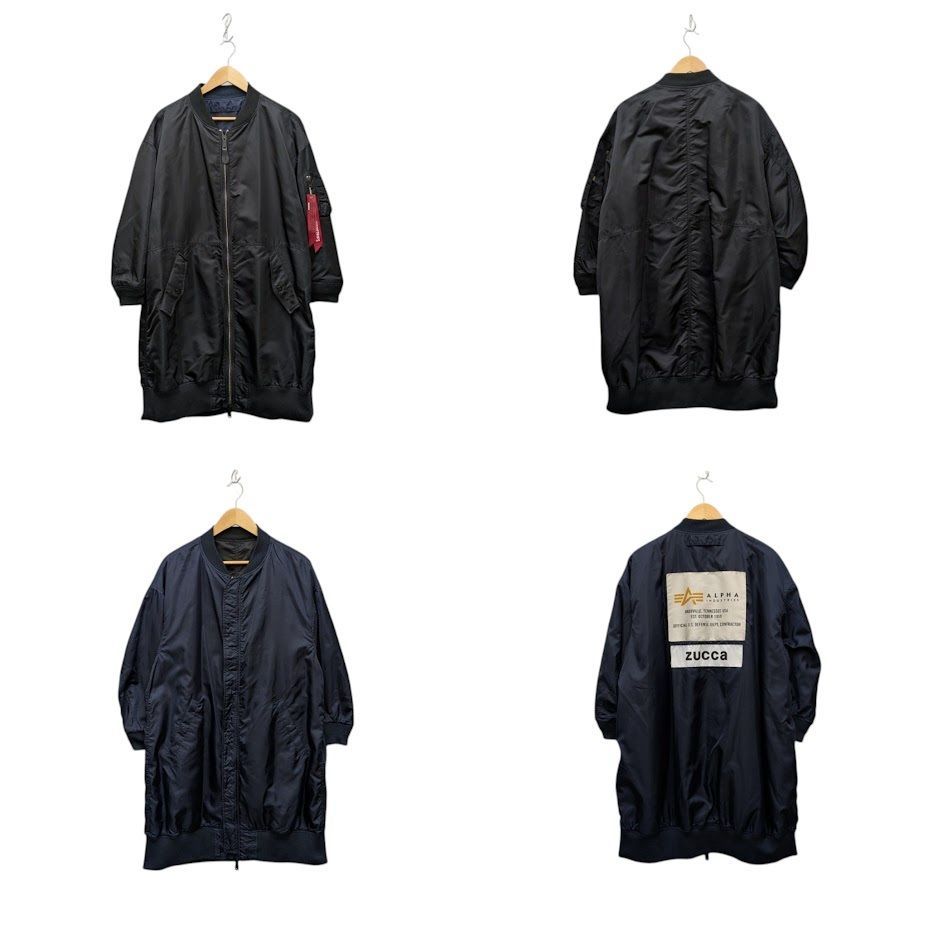 ALPHA INDUSTRIES ZUCCa アルファ ズッカ MA-1TA0444-9001 ロング丈 リバーシブル フライトジャケット コート ブラック サイズ M