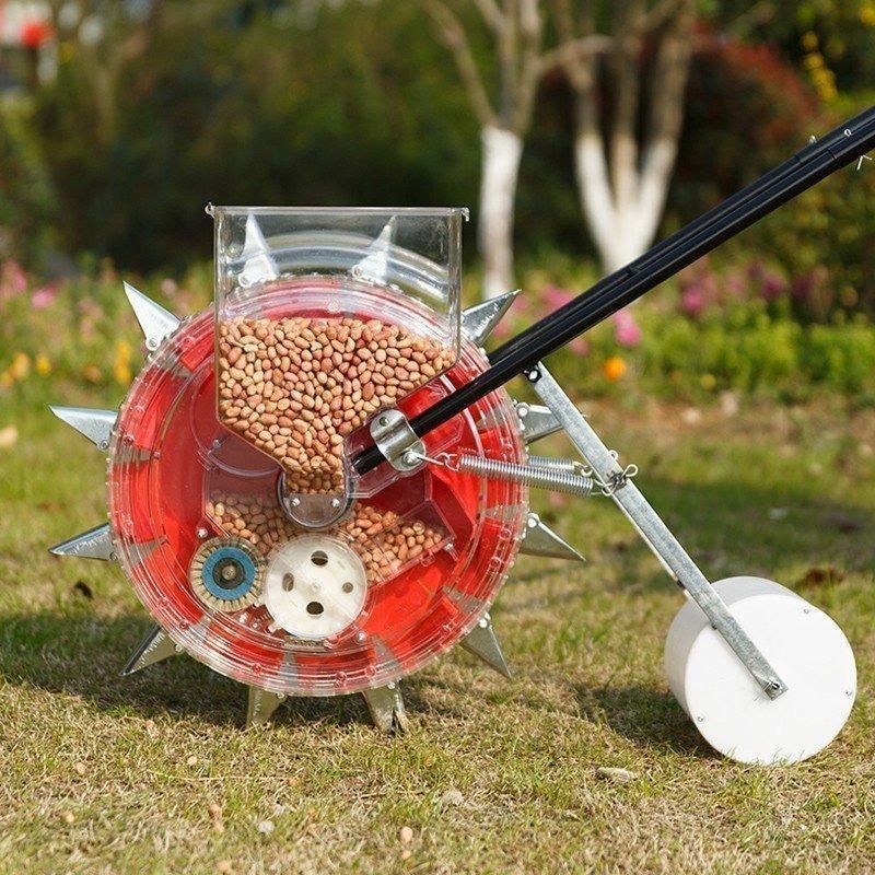 播種機 プラスチック ステンレススチール 手押しタイプ 種まき 種まき機 種まき器 播種器 大豆 野菜 透明ホッパー 透明繰出部
