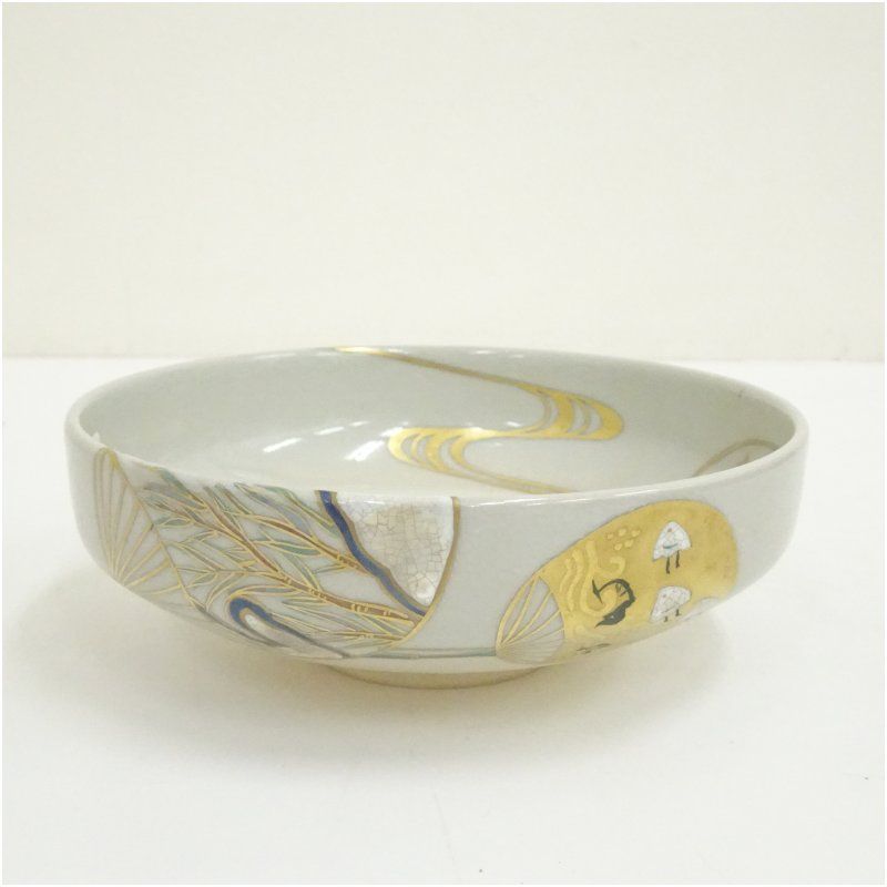 京焼 橋本紫雲造 仁清写団扇文茶碗（共箱） 茶道 抹茶 おしゃれ 抹茶