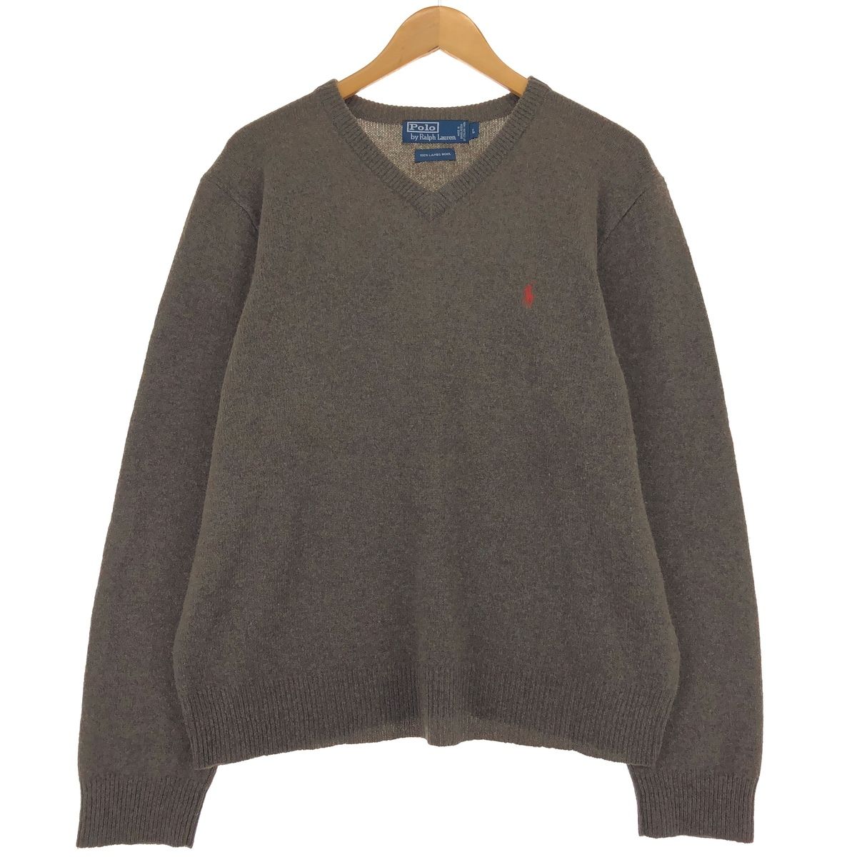 古着 ラルフローレン Ralph Lauren POLO by Ralph Lauren Vネック ラムウールニットセーター メンズL相当/eaa499444