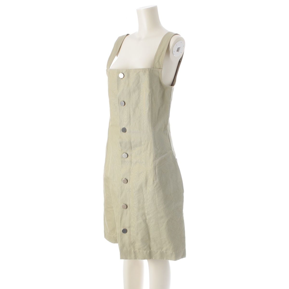 ボッテガヴェネタ コットン ノースリーブ メタルツイル ワンピース ドレス 699348 カーキグリーン 38