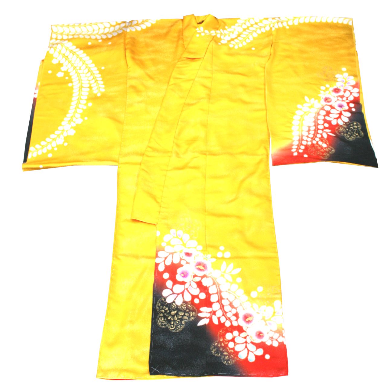 お仕立付き 正絹 ７歳 絞り 絵羽 黄 銀通し 未仕立て品 七五三 3週間～4週間で発送