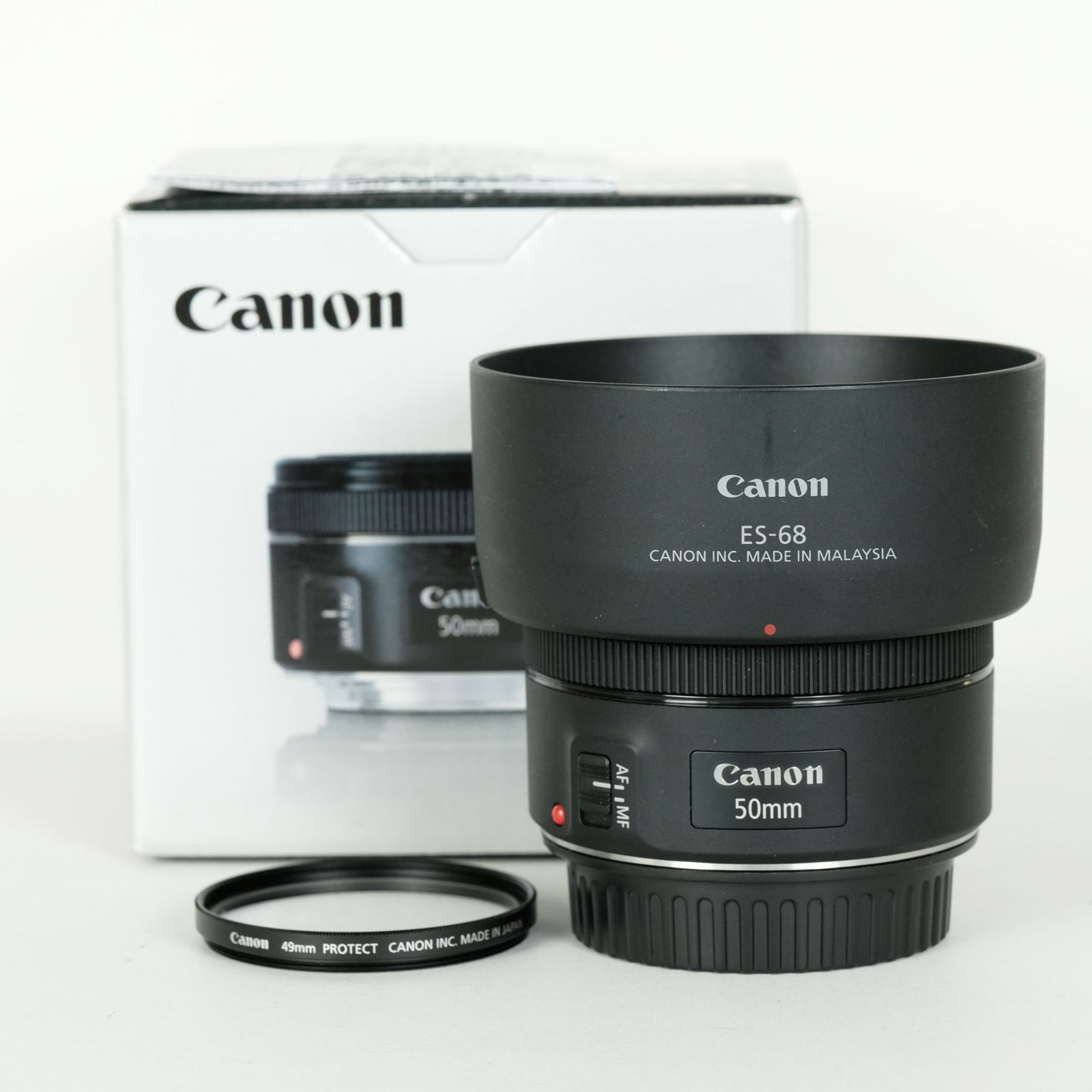 Canon EF50mm F1.8 STM フードとフィルター付き canon ef 50mm 1.8 ii