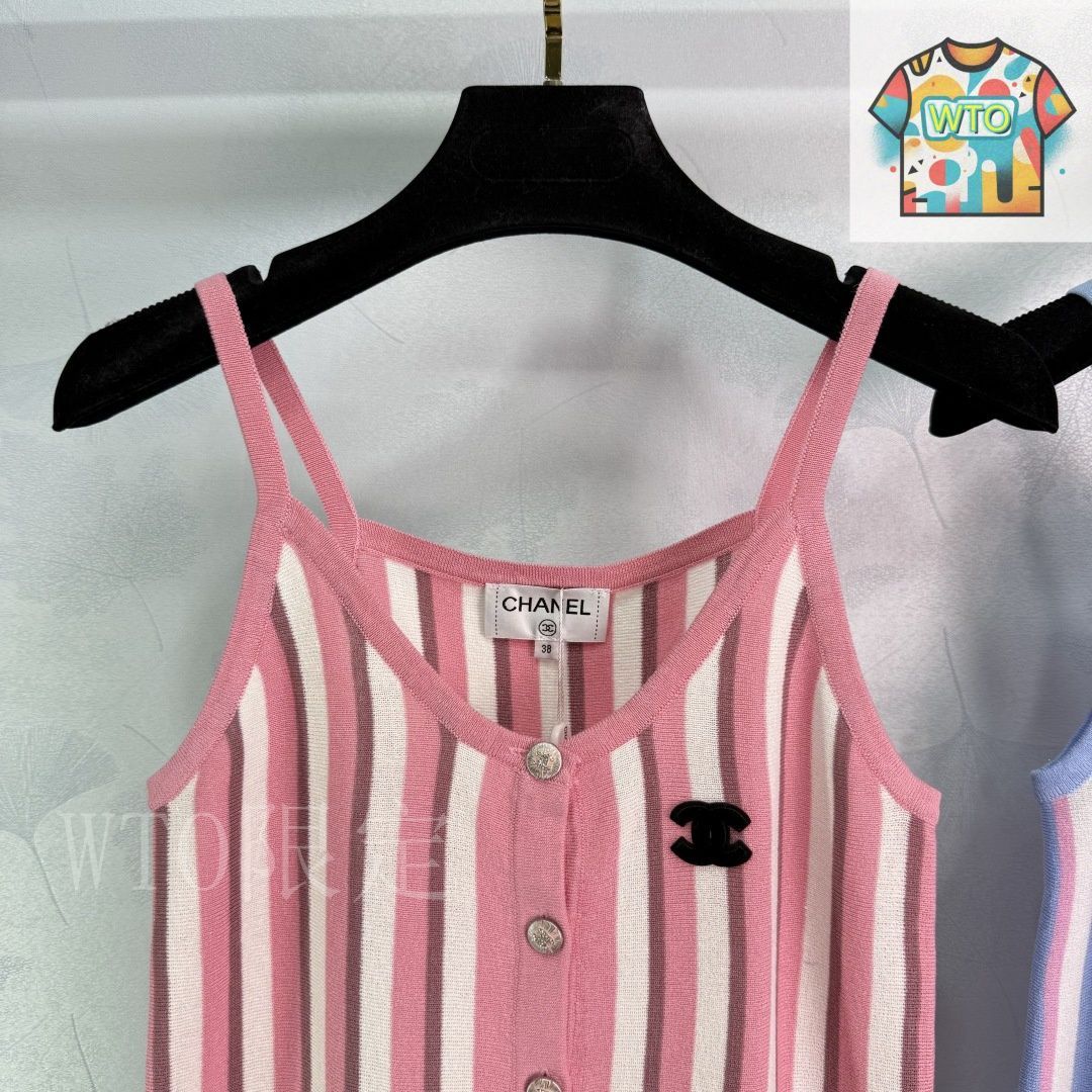 今日特価】Chanel 2025 ストライプ ニット カミソールベスト