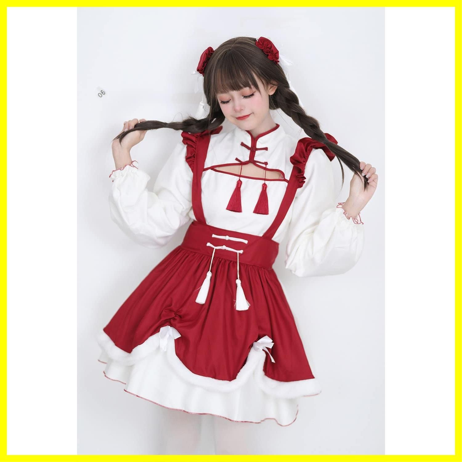 RPFLQ] チャイナ メイド服 胸空き 喫茶店 ハロウィン コスプレ クリスマス 仮装 チャイナドレス ワンピース ロリータ 長袖 日常 舞台衣装  萌え レディース 蝶結ぶ 衣装 かわいい 大人用 ニーハイソックス付き - メルカリ