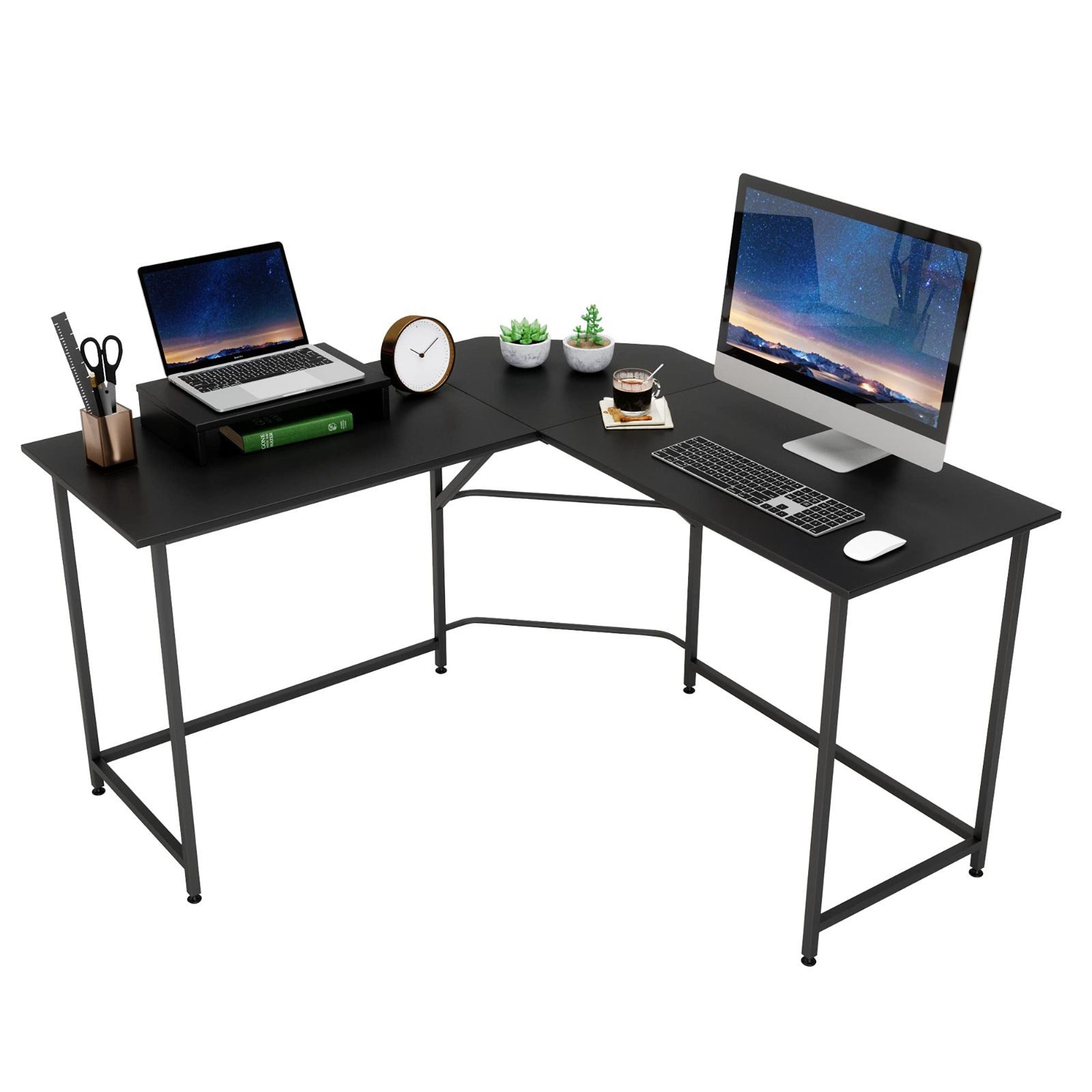 在庫処分 字型 PCデスク モニター台 ゲーミングデスク 在宅ワーク 幅130cm ワークデスク パソコンデスク 机 オフィスデスク L字デスク 在宅勤務 HOME リモートワーク DOMY ブラック SKLAD-KIRPICHA_RU