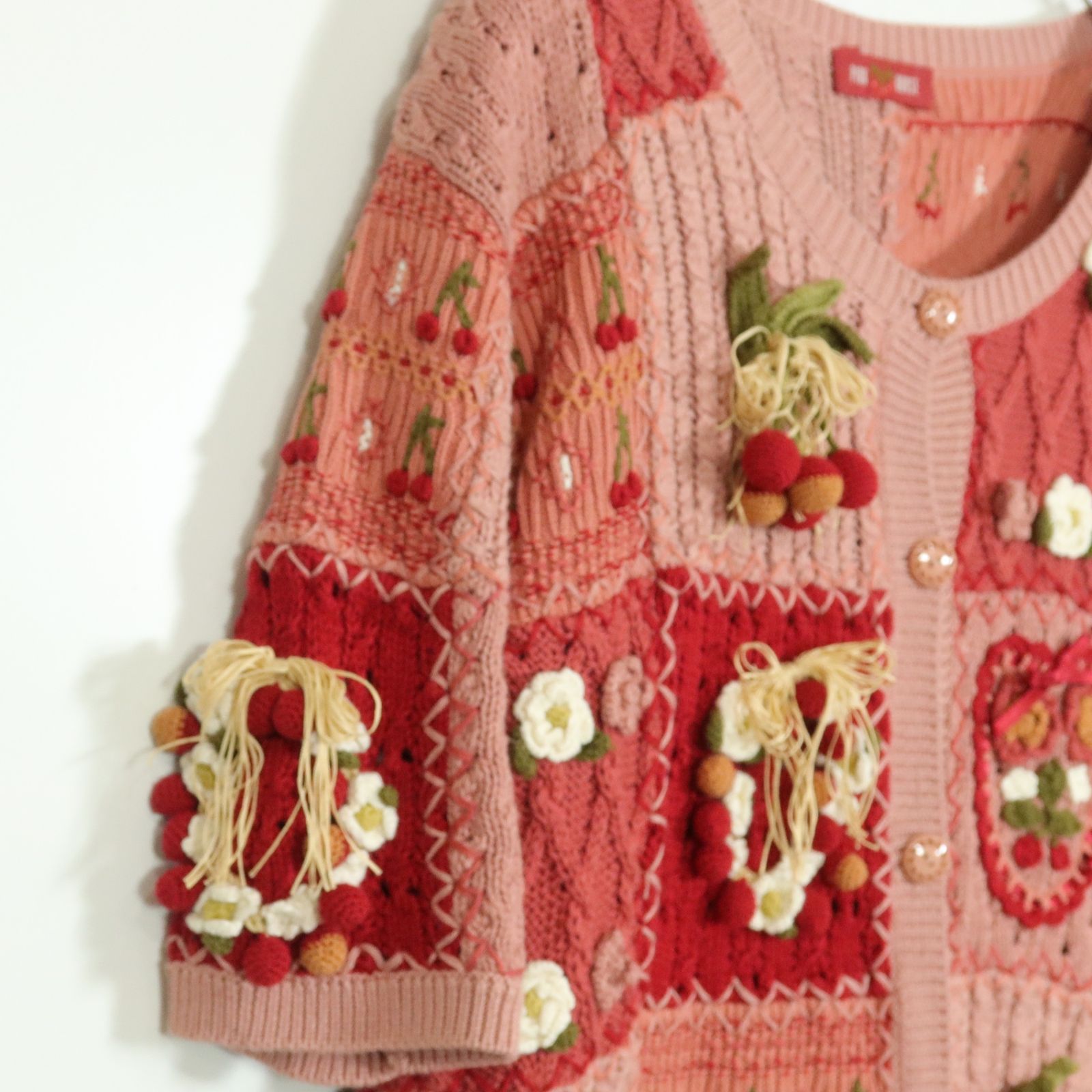 PINKHOUSE ニットカーディガン 赤色 PINK HOUSE ピンクハウス