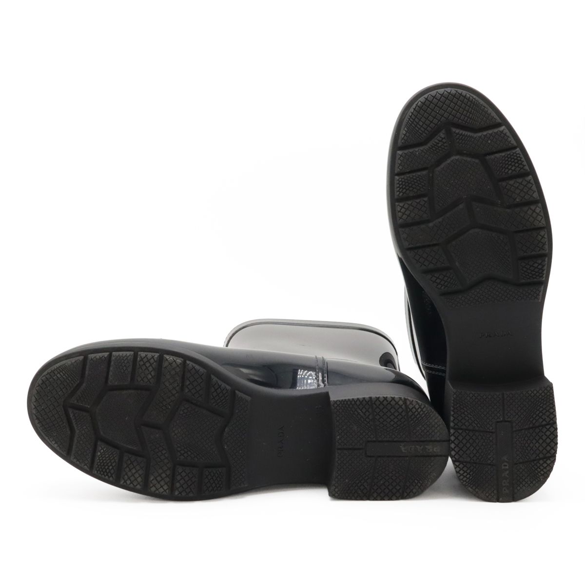 PRADA プラダ トライアングルロゴ レインブーツ 長靴 ヒール ラバー ブラック 黒 サイズ38 38 日本サイズ約25cm WWW_NOITHATQUANGTHANH_NET