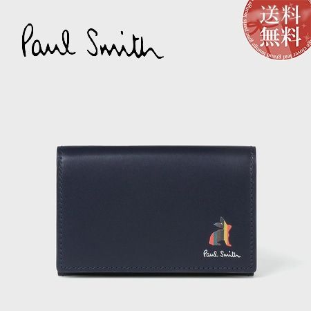 正規品 ポールスミス Paul Smith カードケース 名刺入れ マーケトリー ブライトストライプ ラビット ネイビー