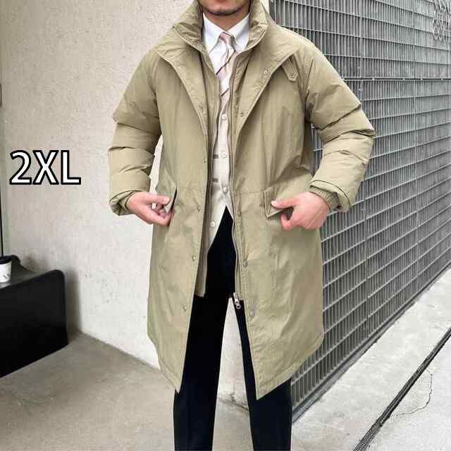 2XL メンズ 服 シンプル ファッション オシャレ 大人 かっこいい 大きいサイズ ストリート 紳士服 フェイク ツーピース 90 ベルベット 厚手 ミドル丈 コート ジャケット カジュアル ファッション ダウン
