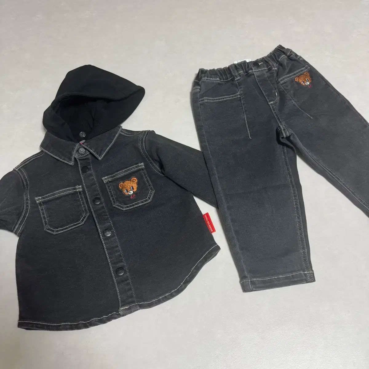 BEBE DE PINO ベベデピノ ババベア フード付きデニムシャツジャケット バギーデニムパンツ 100